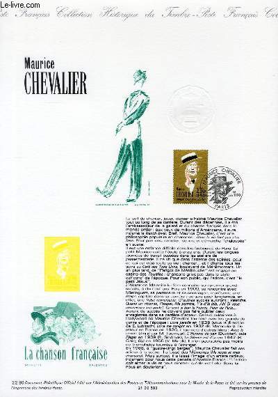 DOCUMENT PHILATELIQUE OFFICIEL N22-90 - MAURICE CHEVALIER (N2650 YVERT ET TELLIER)