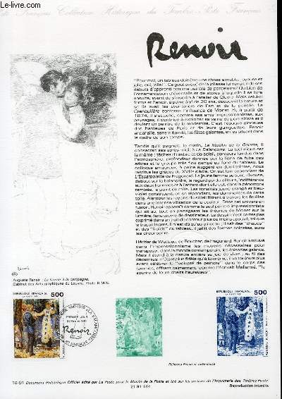 DOCUMENT PHILATELIQUE OFFICIEL N10-91 - RENOIR (N2692 YVERT ET TELLIER)