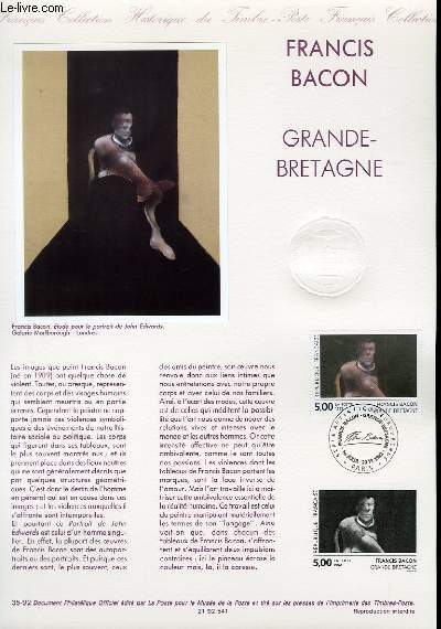 DOCUMENT PHILATELIQUE OFFICIEL N35-92 - FRANCIS BACON - GRANDE BRETAGNE (N2779 YVERT ET TELLIER)