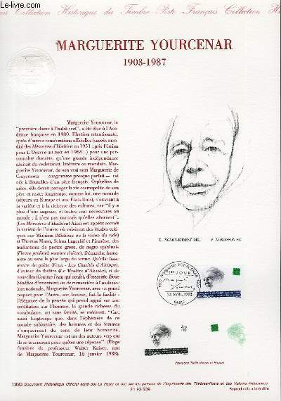 DOCUMENT PHILATELIQUE OFFICIEL - MARGUERITE YOUCENAR 1903-1987 (N2804 YVERT ET TELLIER)