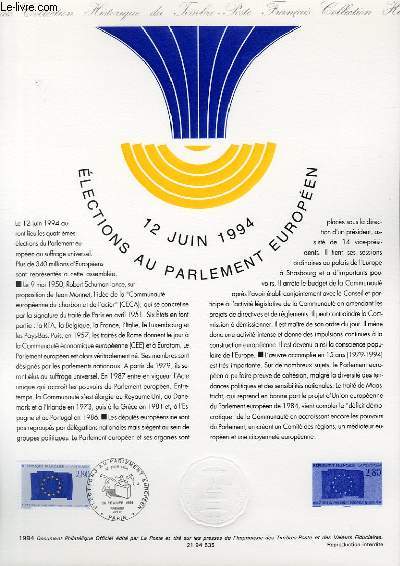 DOCUMENT PHILATELIQUE OFFICIEL - 12 JUIN 1994 - ELECTIONS DU PARLEMENT EUROPEEN (N2860 YVERT ET TELLIER)