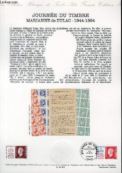 DOCUMENT PHILATELIQUE OFFICIEL - JOURNEE DU TIMBRE - MARIANNE DE DULAC 1944-1994 (N2863 YVERT ET TELLIER)