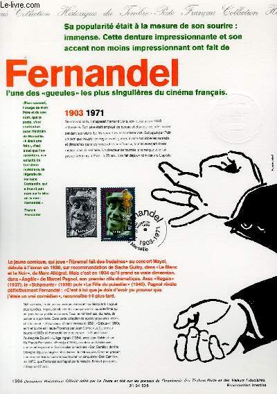 DOCUMENT PHILATELIQUE OFFICIEL - FERNANDEL (N2898 YVERT ET TELLIER)