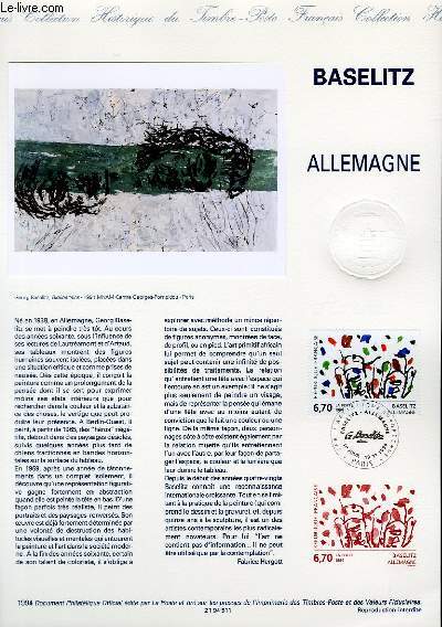 DOCUMENT PHILATELIQUE OFFICIEL - BASELITZ ALLEMAGNE (N2914 YVERT ET TELLIER)