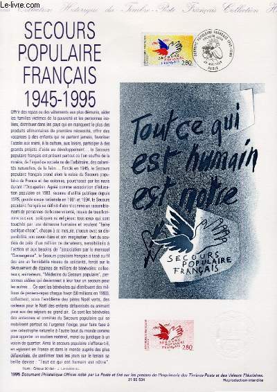 DOCUMENT PHILATELIQUE OFFICIEL - SECOURS POPULAIRE FRANCAIS 1945-1995 (N2947 YVERT ET TELLIER)