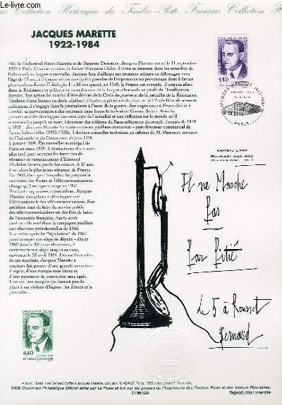 DOCUMENT PHILATELIQUE OFFICIEL - JACQUES MARETTE 1922-1984 (N3015 YVERT ET TELLIER)