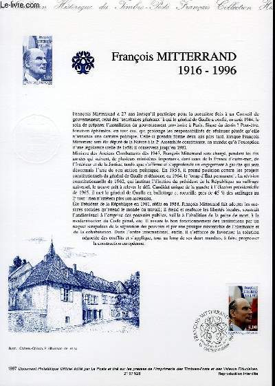 DOCUMENT PHILATELIQUE OFFICIEL - FRANCOIS MITTERRAND 1916-1996 (N3042 YVERT ET TELLIER)