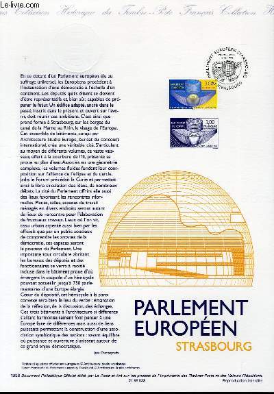 DOCUMENT PHILATELIQUE OFFICIEL - PARLEMENT EUROPEEN STRASBOURG (N3206 YVERT ET TELLIER)