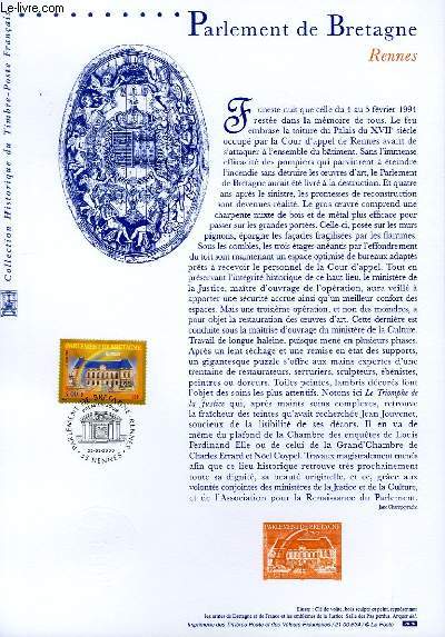 DOCUMENT PHILATELIQUE OFFICIEL - PARLEMENT DE BRETAGNE - RENNES (N3307 YVERT ET TELLIER)