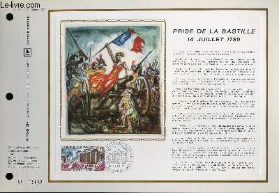 FEUILLET ARTISTIQUE PHILATELIQUE - CEF - N 176 - PRISE DE LA BASTILLE 14 JUILLET 1789