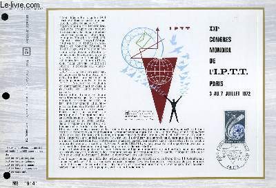 FEUILLET ARTISTIQUE PHILATELIQUE - CEF - N 207 - 21 CONGRES MONDIAL DE L'I.P.T.T. PARIS - 3 AU 7 JUILLET 1972