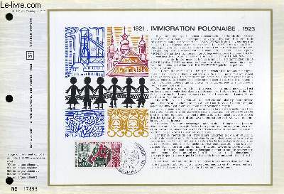 FEUILLET ARTISTIQUE PHILATELIQUE - CEF - N 222 - 1921 IMMIGRATION POLONAISE 1923