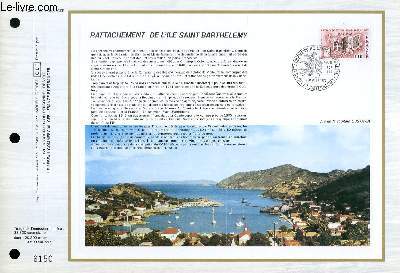 FEUILLET ARTISTIQUE PHILATELIQUE - CEF - N 436 - RATTACHEMENT DE L'ILE SAINT BARTHELEMY