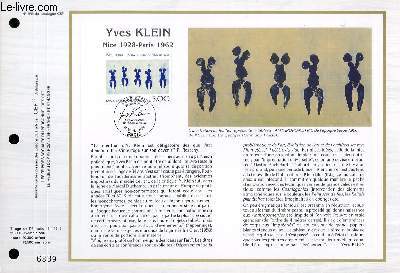 FEUILLET ARTISTIQUE PHILATELIQUE - CEF - N 935 - YVES KLEIN - NICE 1928 - PARIS 1962