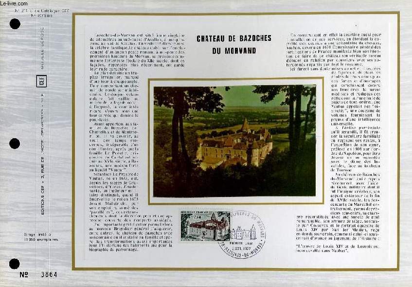 FEUILLET ARTISTIQUE PHILATELIQUE SUR SOIE - CEF - CHATEAU DE BAZOCHES DU MORVAND - N 211S - N27 SOIE