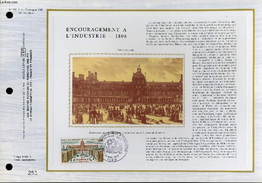 FEUILLET ARTISTIQUE PHILATELIQUE SUR SOIE - CEF - ENCOURAGEMENT A L'INDUSTRIE 1806 - N 257S - N74 SOIE