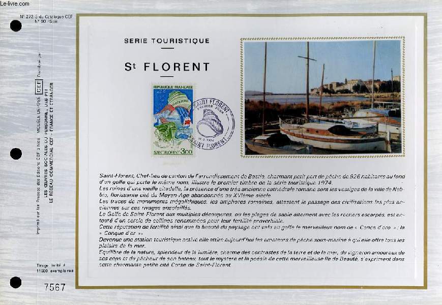 FEUILLET ARTISTIQUE PHILATELIQUE SUR SOIE - CEF - SERIE TOURISTIQUE - ST FLORNET - N 272S - N90 SOIE