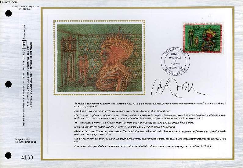 FEUILLET ARTISTIQUE PHILATELIQUE SUR SOIE - CEF - CARZOU - N 368S - N188 SOIE