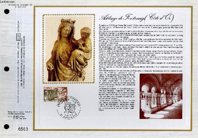 FEUILLET ARTISTIQUE PHILATELIQUE SUR SOIE - CEF - ABBAYE DE FONTENAY ( COTE D'OR) - N 409S - N230 SOIE