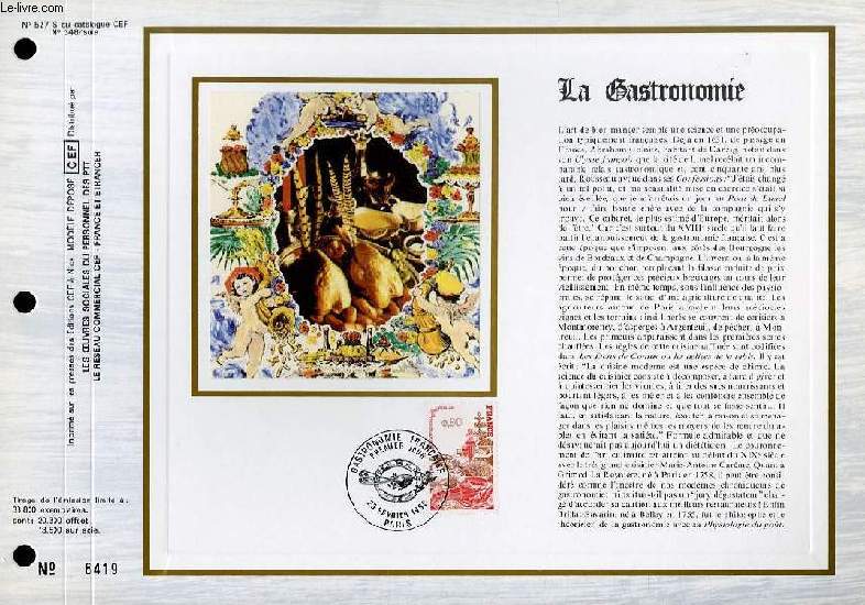 FEUILLET ARTISTIQUE PHILATELIQUE SUR SOIE - CEF - LA GASTRONOMIE - N 527S - N348 SOIE