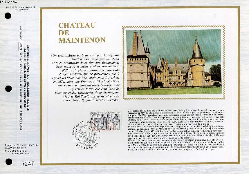 FEUILLET ARTISTIQUE PHILATELIQUE SUR SOIE - CEF - CHATEAU DE MAINTENON - N 539S - N360 SOIE