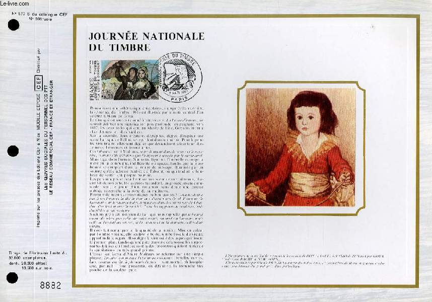 FEUILLET ARTISTIQUE PHILATELIQUE SUR SOIE - CEF - JOURNEE NATIONALE DU TIMBRE - 