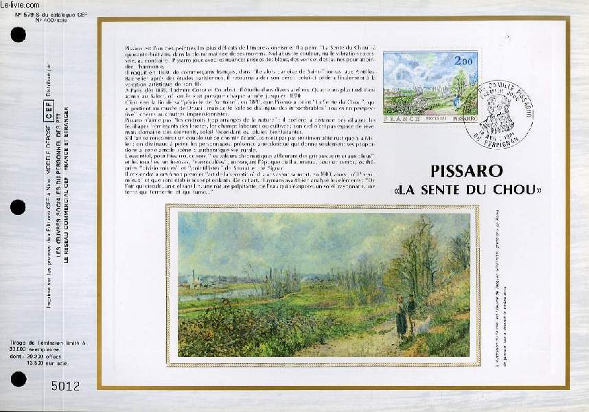 FEUILLET ARTISTIQUE PHILATELIQUE SUR SOIE - CEF - PISSARO 