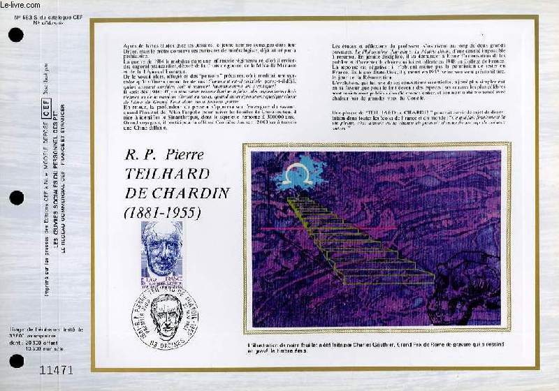 FEUILLET ARTISTIQUE PHILATELIQUE SUR SOIE - CEF - R. P. PIERRE TEILHARD DE CHARDIN - 1881 - 1955 - N 583S - N404 SOIE