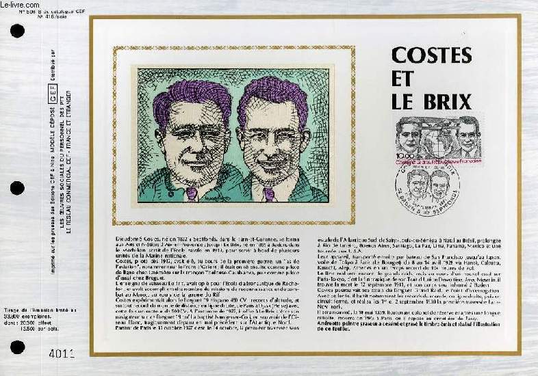 FEUILLET ARTISTIQUE PHILATELIQUE SUR SOIE - CEF - COSTES ET LE BRIX - N 596S - N416 SOIE