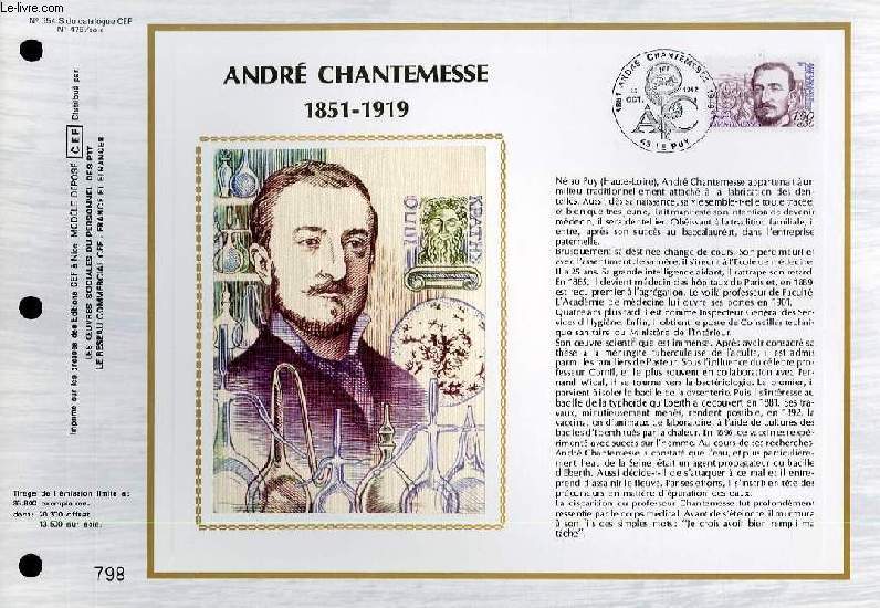 FEUILLET ARTISTIQUE PHILATELIQUE SUR SOIE - CEF - ANDRE CHANTEMESSE 1851 - 1919 - N 654S - N475 SOIE