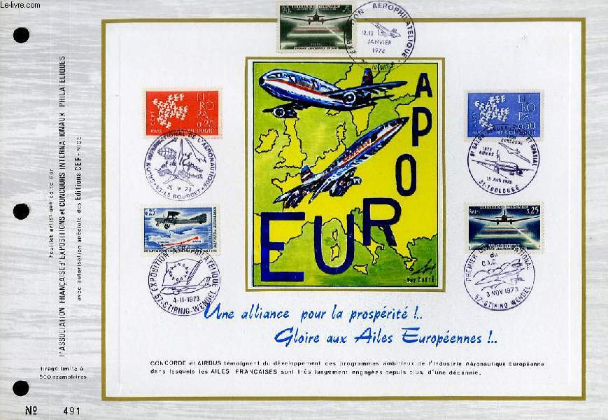 FEUILLET ARTISTIQUE PHILATELIQUE - CEF - EUROPA - UNE ALLIANCE POUR LA PROSPERITE!... GLOIRE AUX AILES EUROPEENNES!..