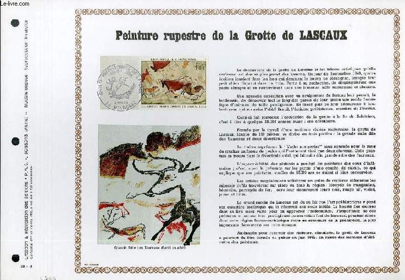 FEUILLET ARTISTIQUE PHILATELIQUE - PAC - 68 - 08 - PEINTURE RUPESTRE DE LA GROTTE DE LASCAUX