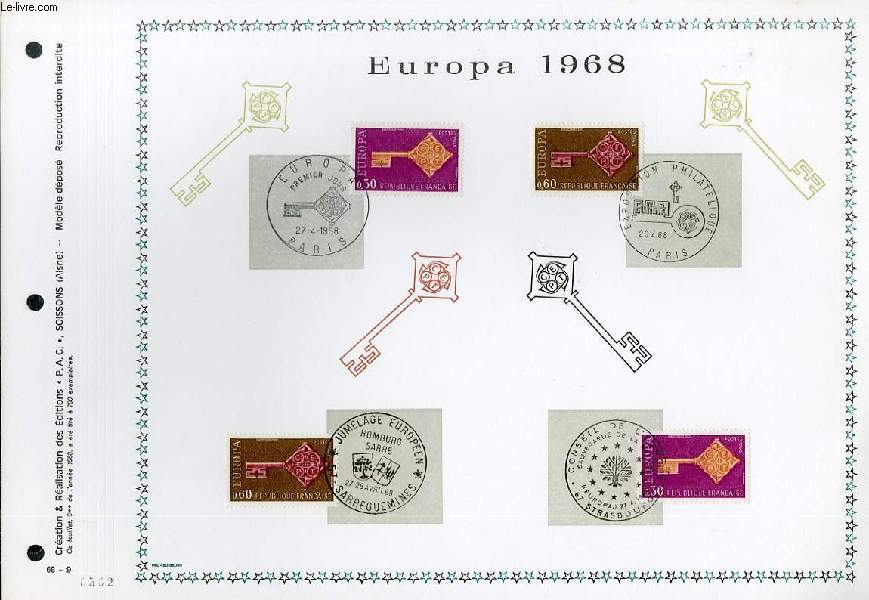 FEUILLET ARTISTIQUE PHILATELIQUE - PAC - 68 - 09 - EUROPA 1968