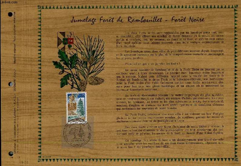 FEUILLET ARTISTIQUE PHILATELIQUE - PAC - 68 - 13 - JUMELAGE FORET DE RAMBOUILLET - FORET NOIRE