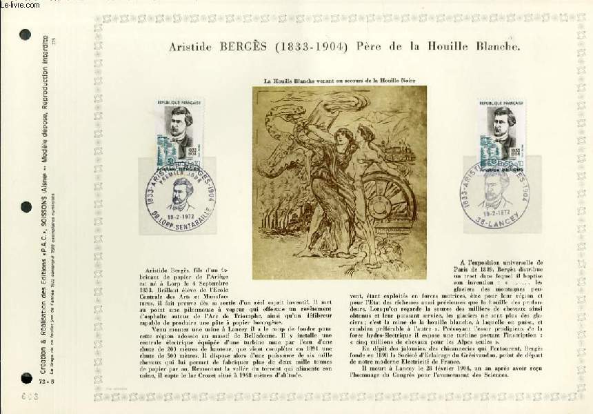 FEUILLET ARTISTIQUE PHILATELIQUE - PAC - 72 - 05 - ARISTIDE BERGES (1833-1904) - PERE DE LA HOUILLE BLANCHE