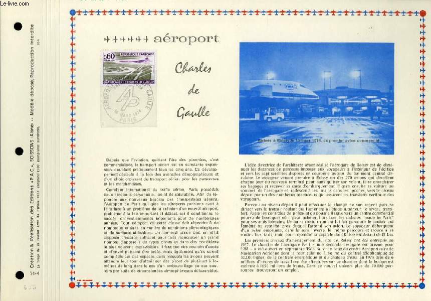FEUILLET ARTISTIQUE PHILATELIQUE - PAC - 74 - 04 - AEROPORT CHARLES DE GAULLE