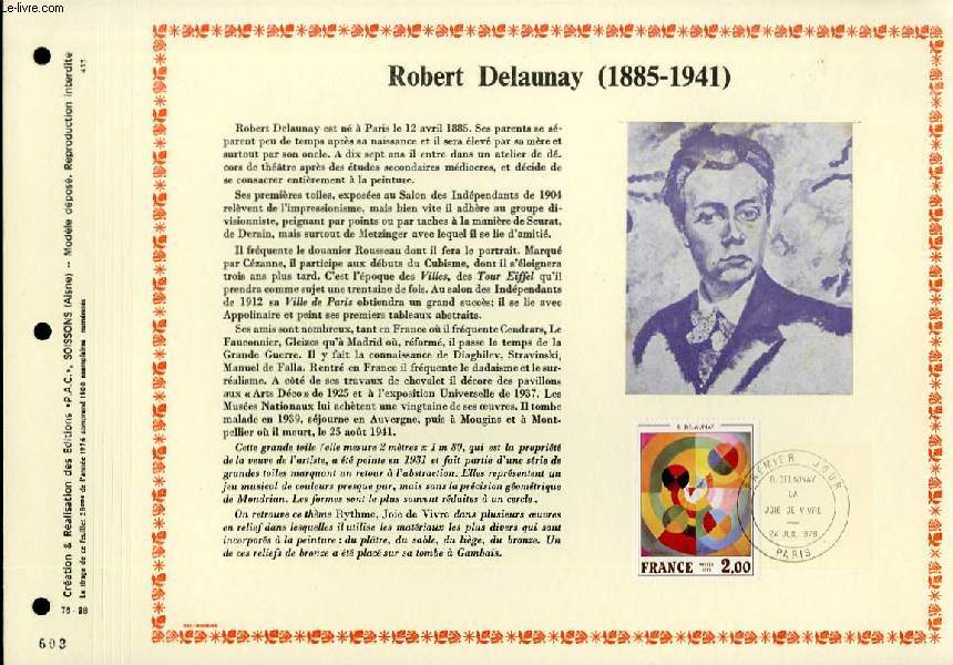 FEUILLET ARTISTIQUE PHILATELIQUE - PAC - 76 - 28 - ROBERT DELAUNAY (1885 - 1941)