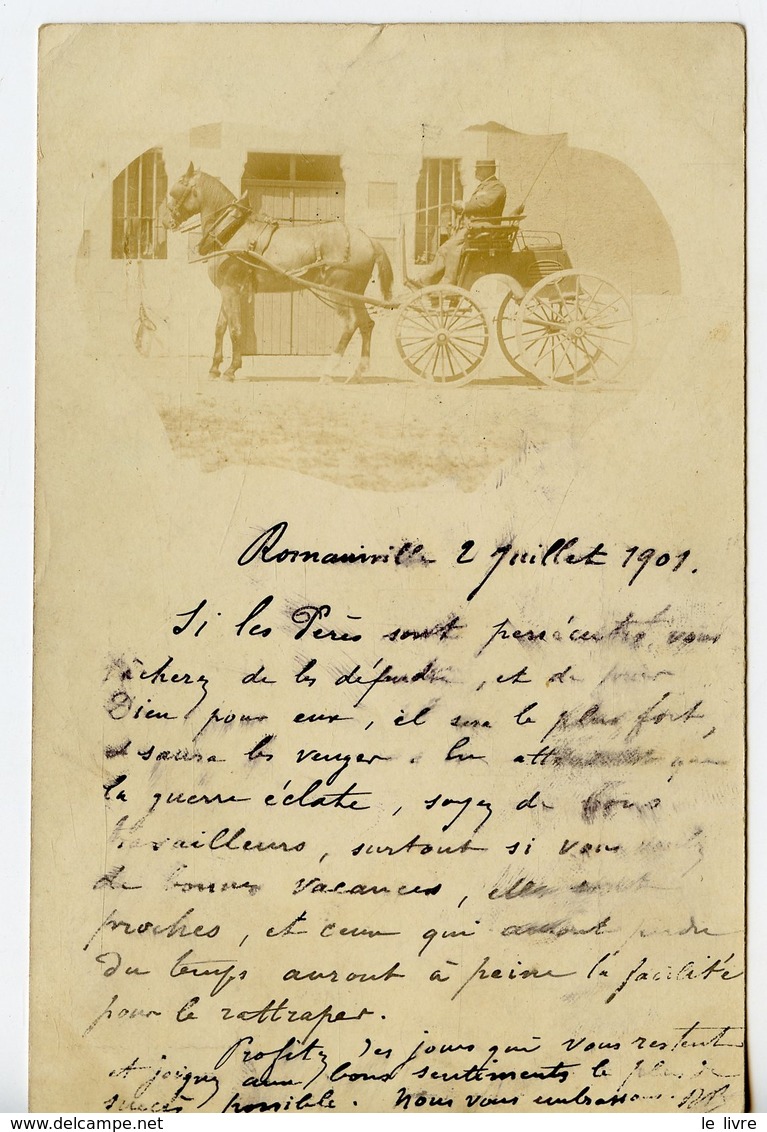 CPA PHOTO. VOITURE A CHEVAL 1901