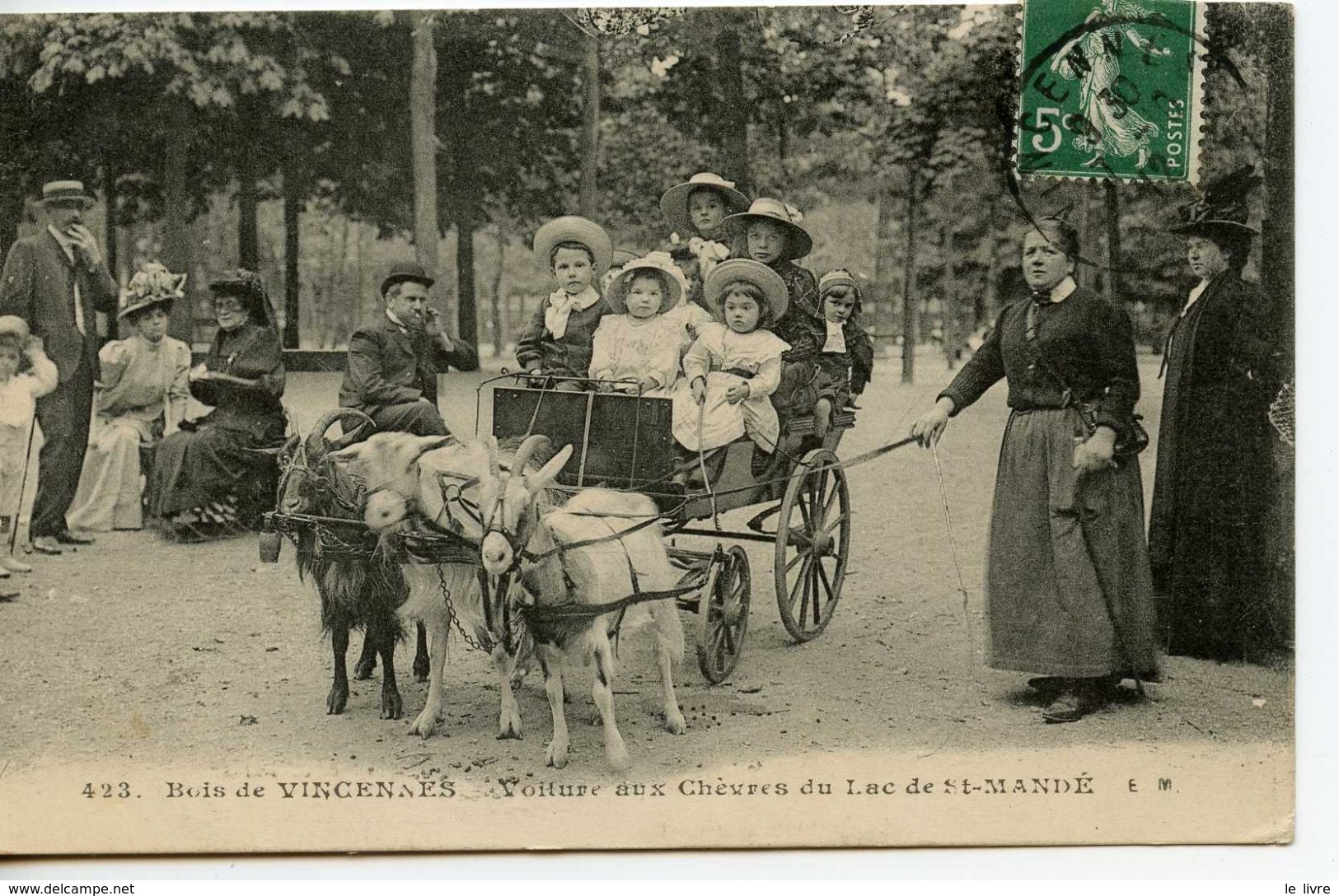 CPA 75 PARIS. BOIS DE VINCENNES. VOITURE AUX CHEVRES DU LAC DE ST MANDE 1912