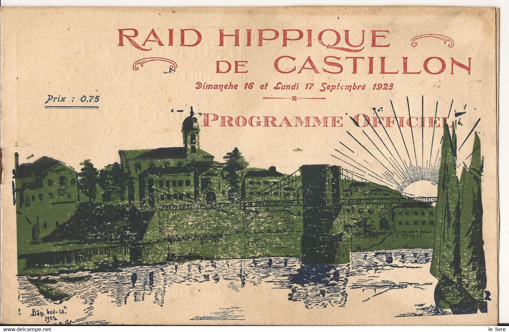 CASTILLON DORDOGNE PROGRAMME RAID HIPPIQUE SEPTEMBRE 1923