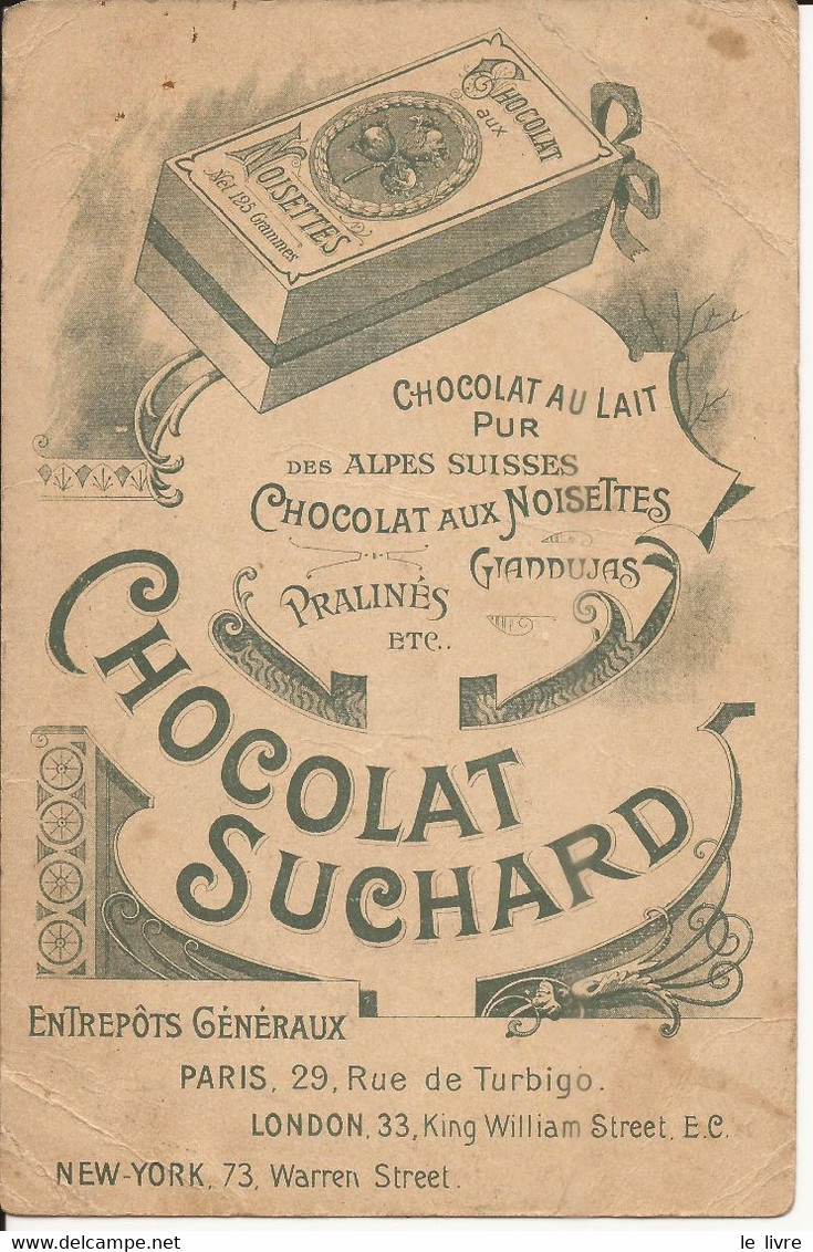 MENU DEBUT 20 SIECLE PUBLICITE CHOCOLAT SUCHARD ILLUSTRATION LA CORSE