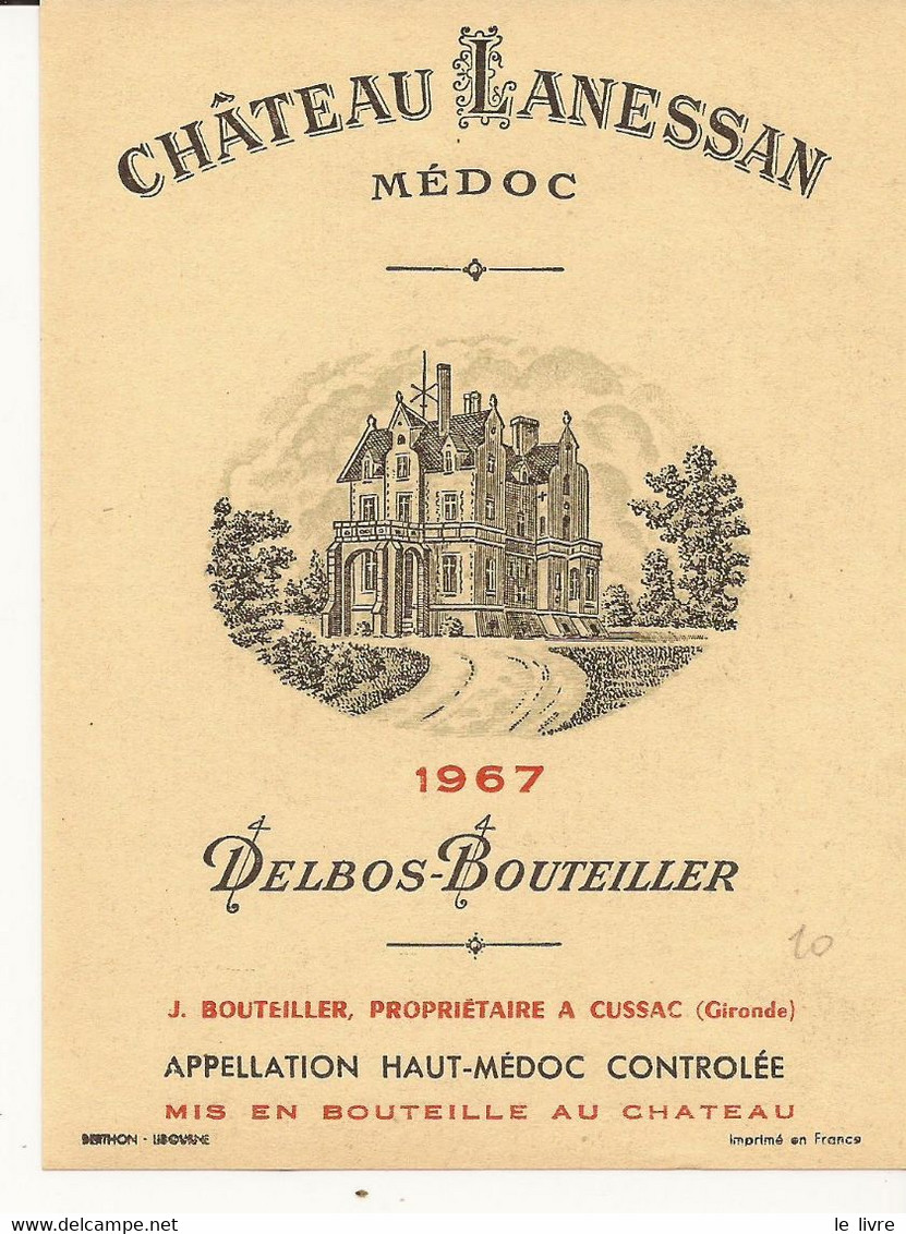 ETIQUETTE DE VIN DE BORDEAUX CHATEAU LANESSAN 1967 MEDOC