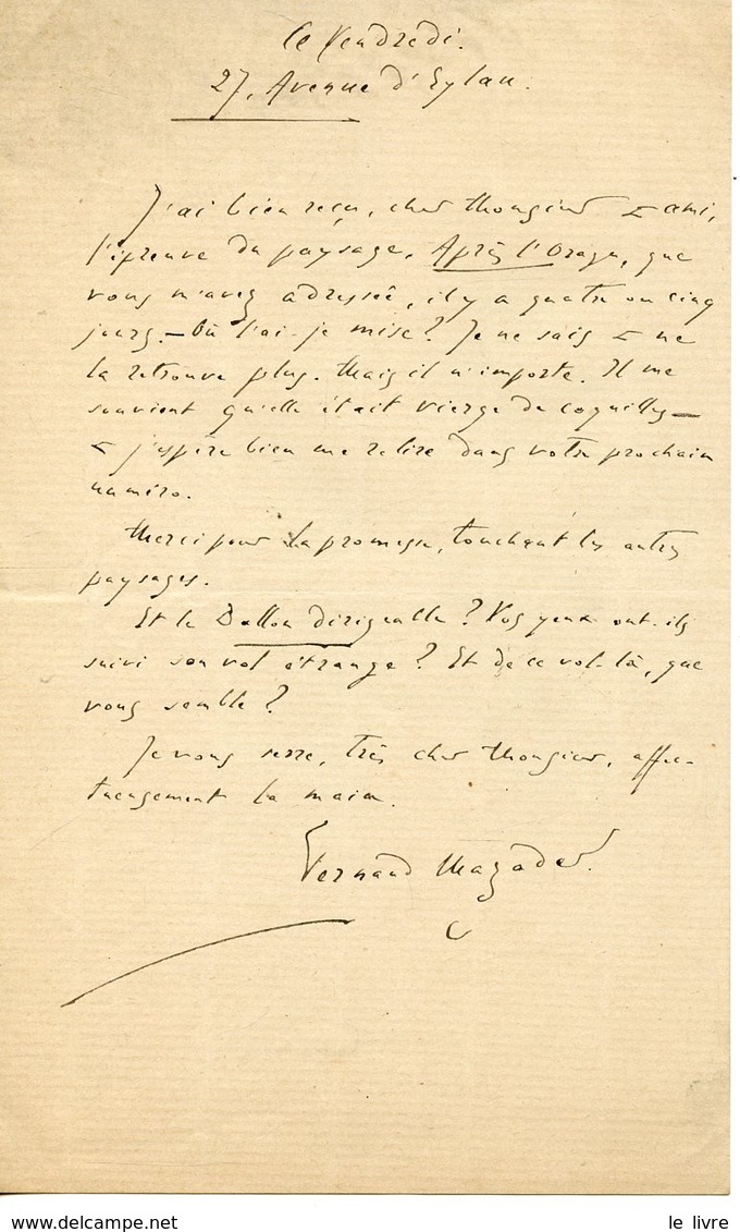 POETE FRANCAIS FERNAND MAZADE. LAS ( PEUT-TRE ADRESSEE AU PEINTRE GEORGES LAUGEE)