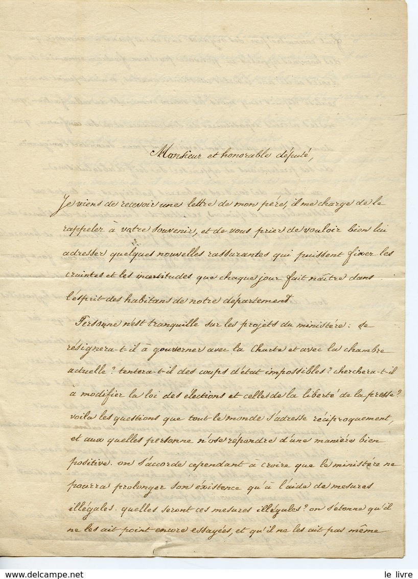 EDOUARD DEGOUVE DE NEUQUES (FILS). GRANDE LAS 1830 CONCERNANT LA CHARTE ET LA POLITIQUE DE LOUIS PHILIPPE