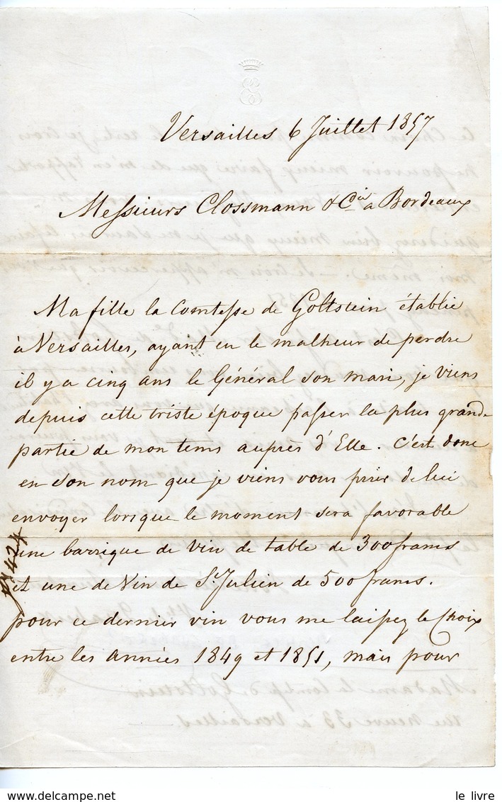 VICOMTE DE GUABERT ? LAS VERSAILLES 1857 A CLOSSMANN A BORDEAUX 