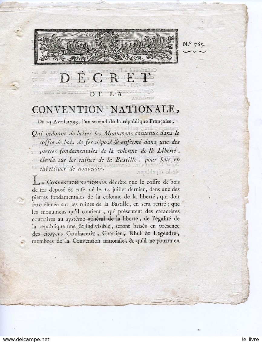 DECRET DE LA CONVENTION NATIONALE 1793 