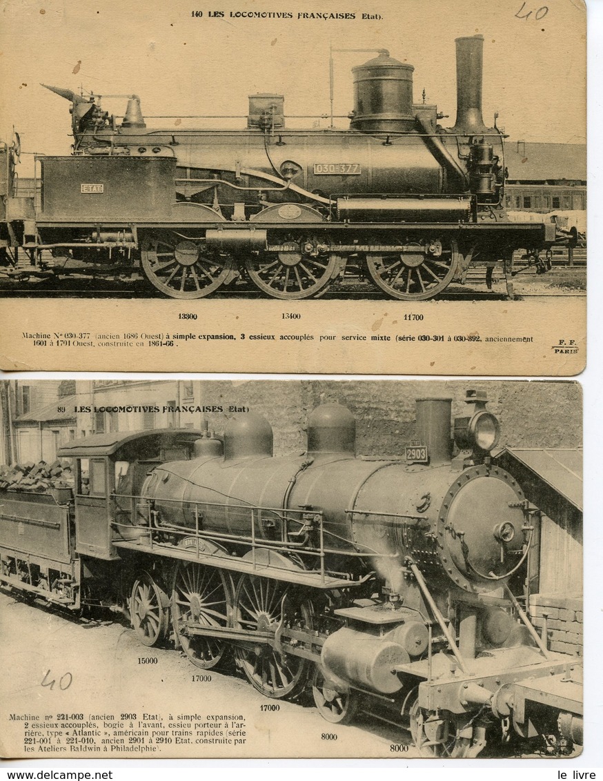 LOT DE 2 CPA LES LOCOMOTIVES FRANCAISES ETAT