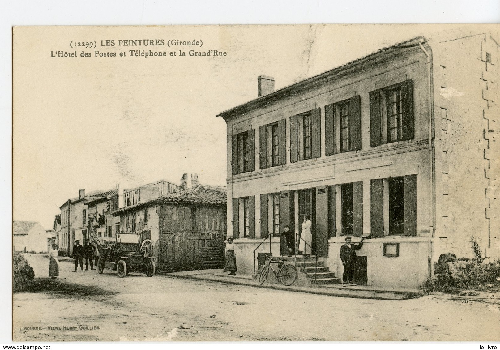 CPA 33 LES PEINTURES. L'HOTEL DES POSTES ET TELEPHONE ET LA GRAND'RUE 1912