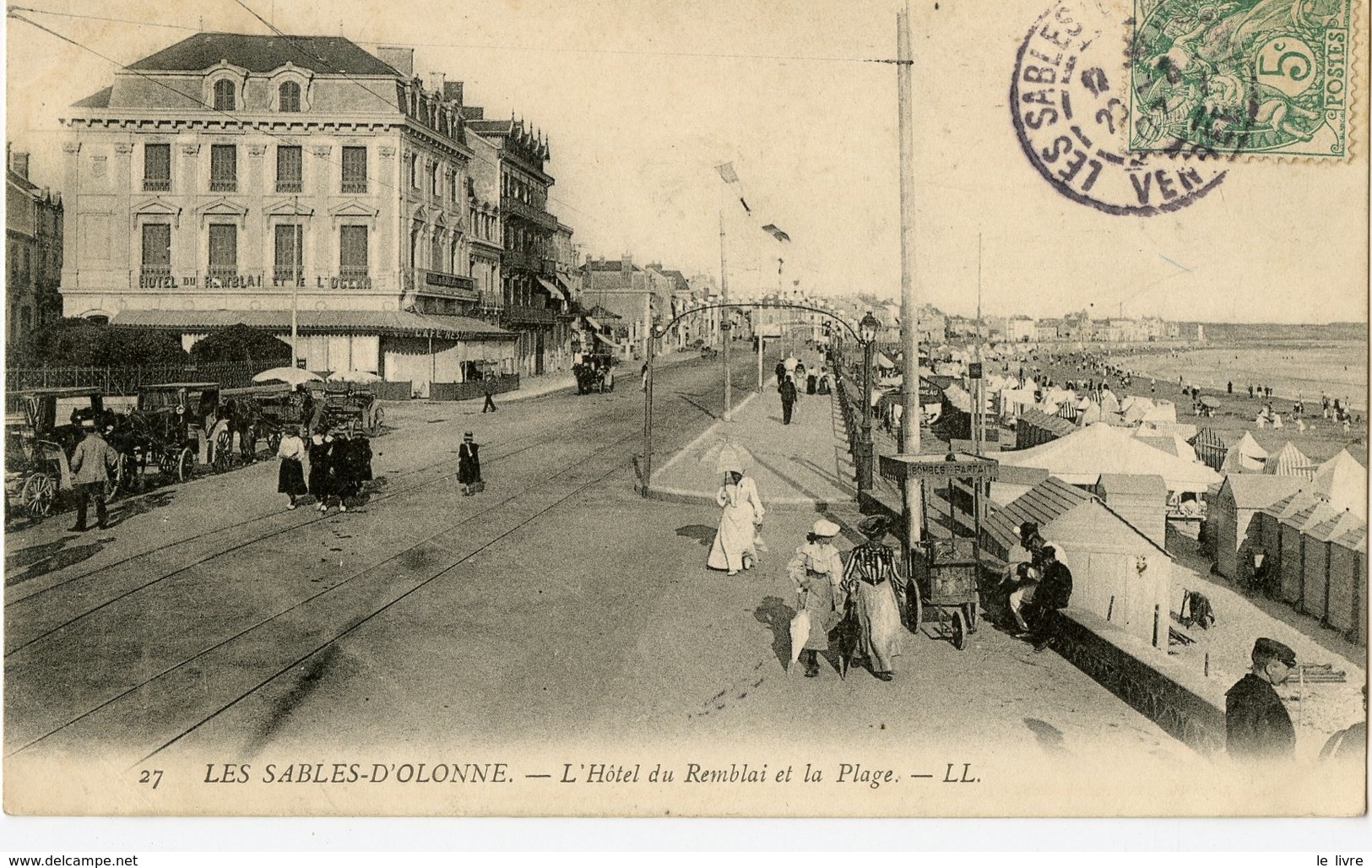 CPA 85 LES-SABLES-D'OLONNE. L'HOTEL DU REMBLAI ET LA PLAGE 1907