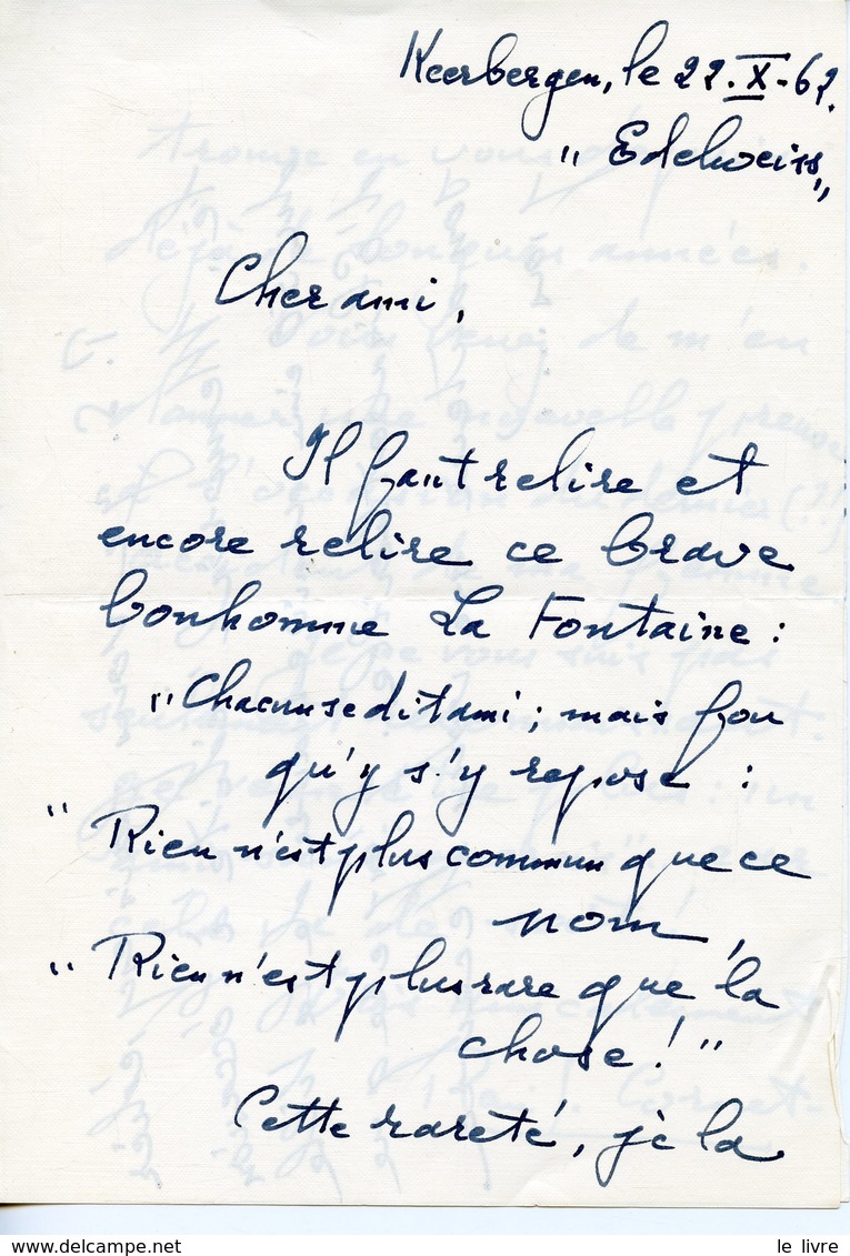 ECRIVAIN RENE-JULES CORNET (MONS 1899-KEERBERGEN 1976) LAS 1962 A AMI LUI ENVOIE MEMORIAL DES 50 ANS DE LIBREVILLE